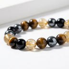 Exclusive: Buddha & Karma Quadruple Protection Bracelet - Tiger’s Eye, Obsidian, Hematite, Citrine