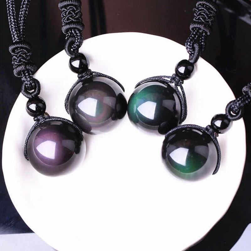 Buddha & Karma Rainbow Obsidian Necklace - Eye of Truth