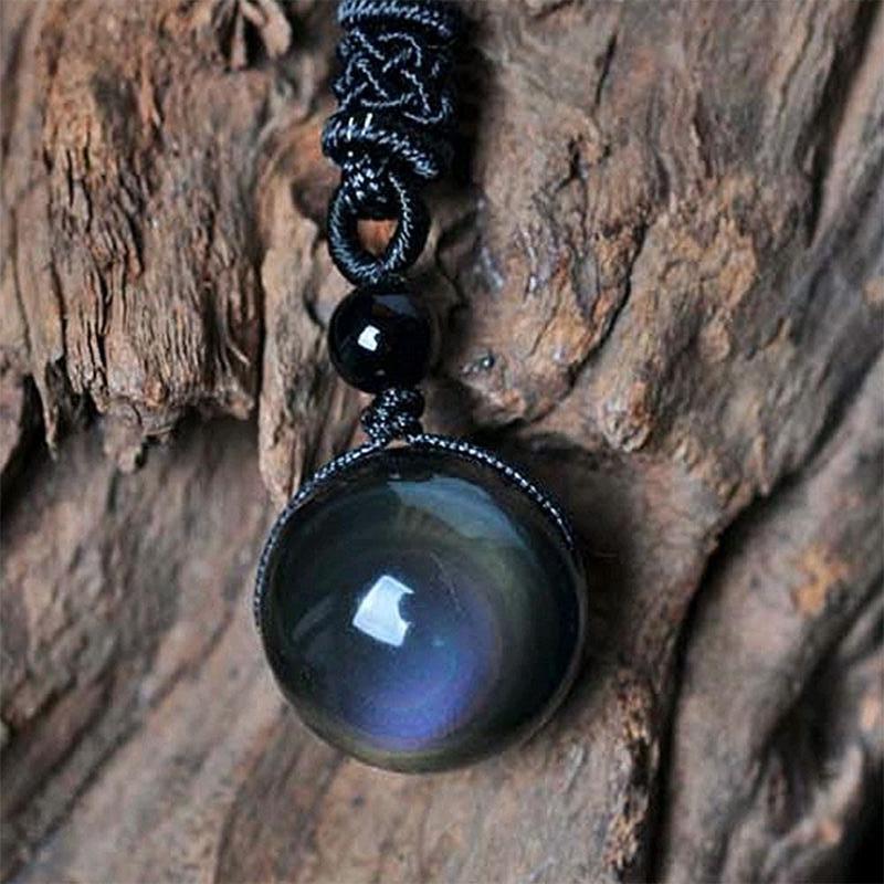 Buddha & Karma Rainbow Obsidian Necklace - Eye of Truth