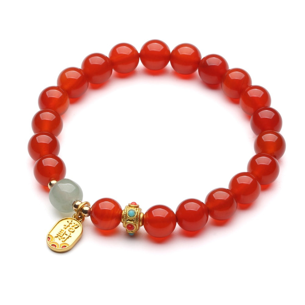 Buddha & Karma Red Agate Good Fortune Bracelet