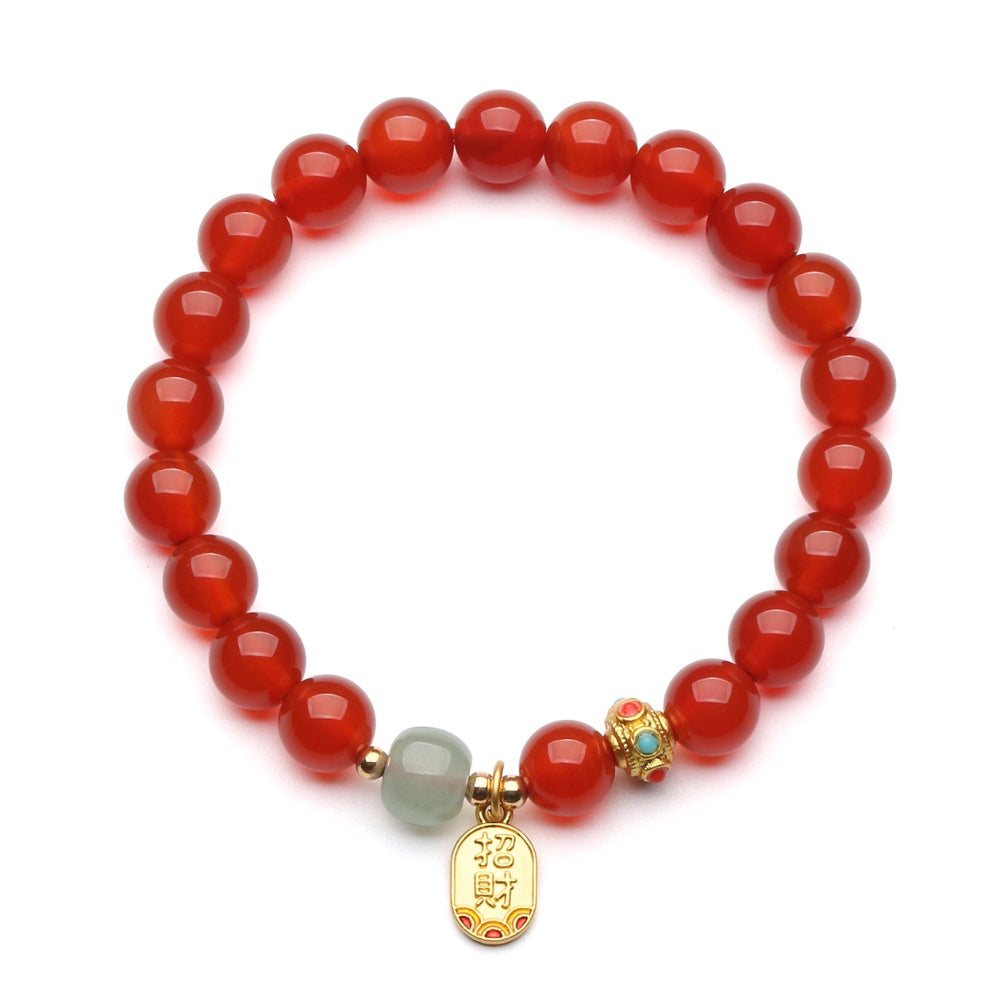 Buddha & Karma Red Agate Good Fortune Bracelet