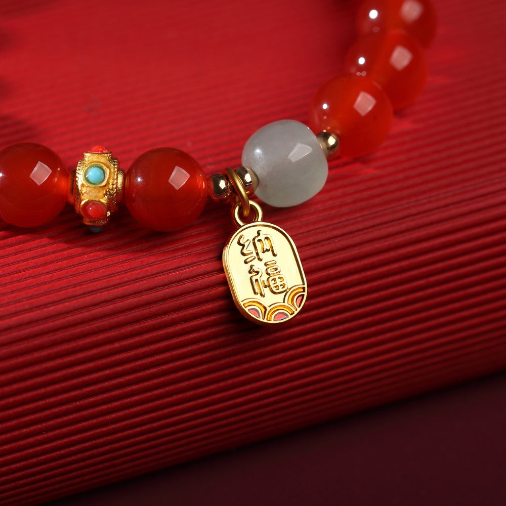 Buddha & Karma Red Agate Good Fortune Bracelet