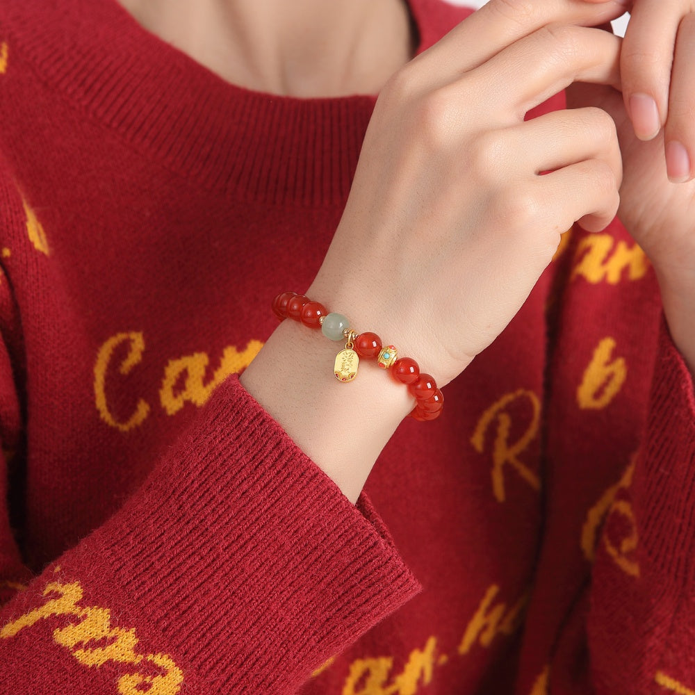Buddha & Karma Red Agate Good Fortune Bracelet