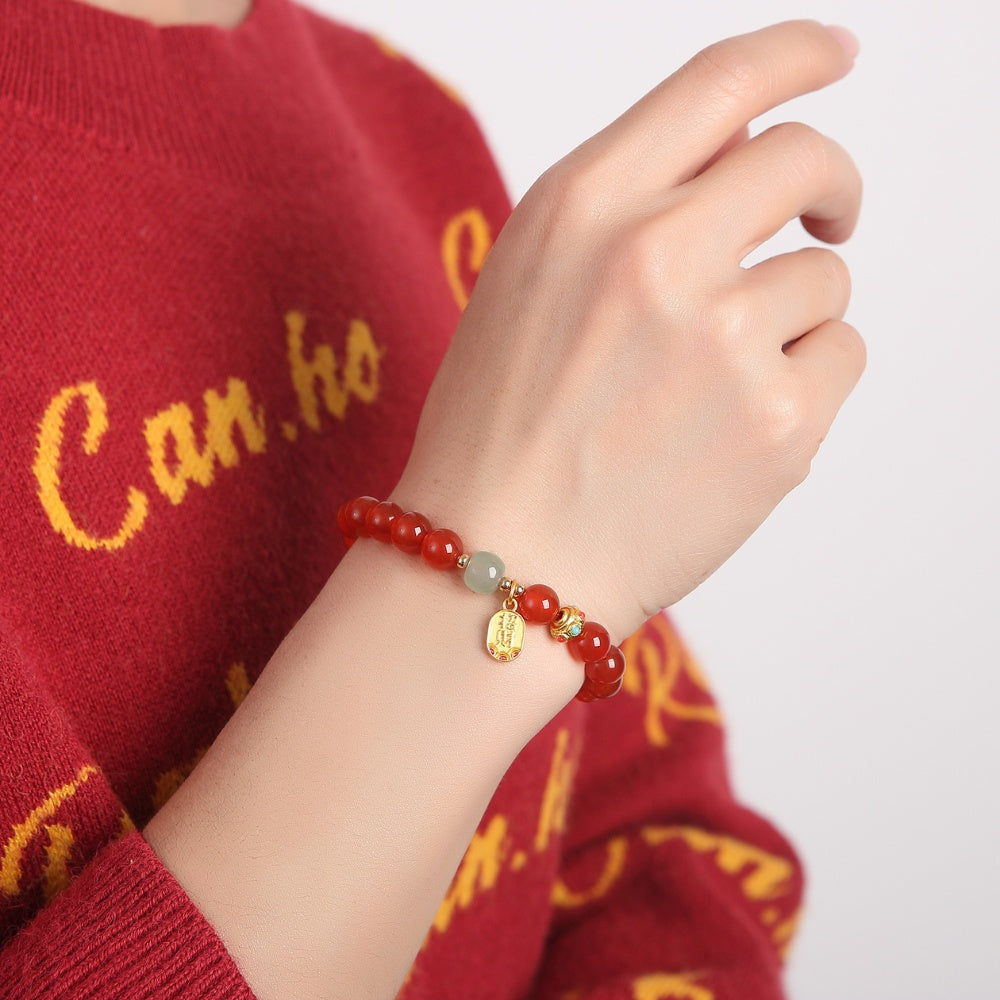 Buddha & Karma Red Agate Good Fortune Bracelet