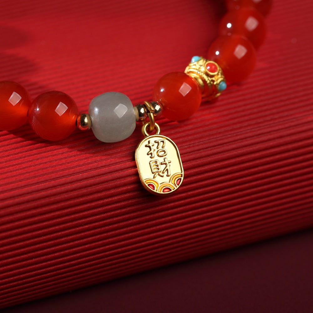 Buddha & Karma Red Agate Good Fortune Bracelet