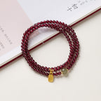 Buddha & Karma Red Garnet Beads Fu Wealth Bracelet