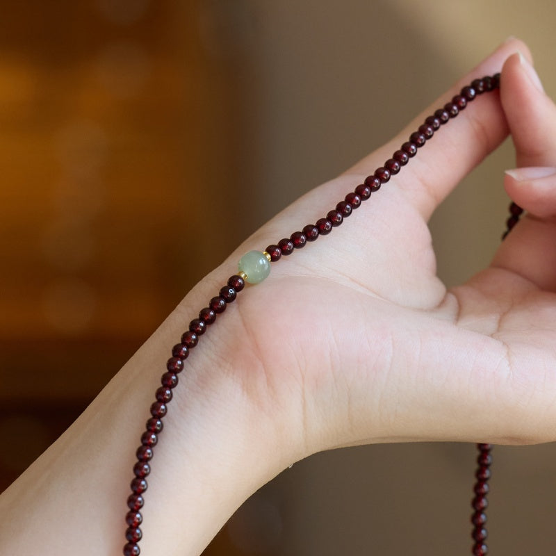 Buddha & Karma Red Garnet Beads Fu Wealth Bracelet