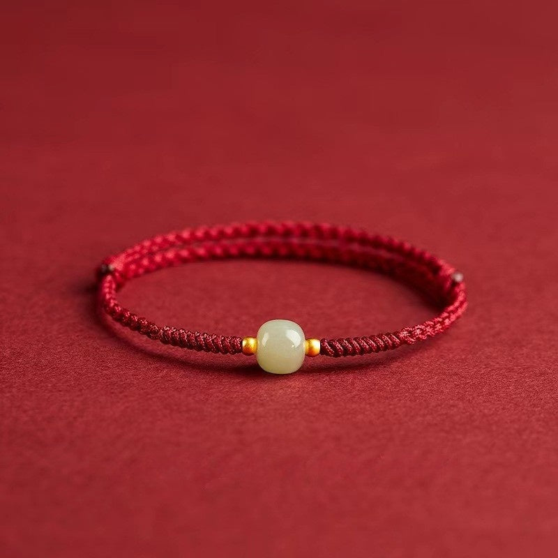 Buddha & Karma Red String Hetian Jade Stone Bracelet