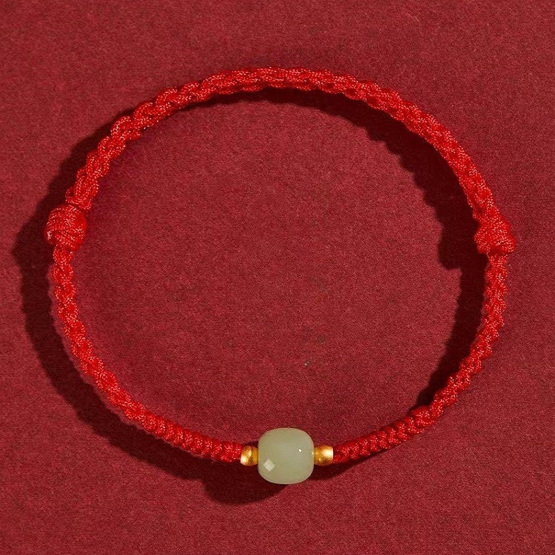 Buddha & Karma Red String Hetian Jade Stone Bracelet