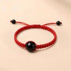 Exclusive: Buddha & Karma Red String Rainbow Obsidian Bracelet