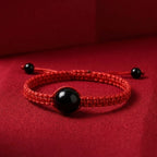 Exclusive: Buddha & Karma Red String Rainbow Obsidian Bracelet