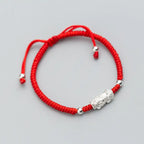 Buddha & Karma Red String Silver Pixiu Bracelet - Attract Windfall Luck