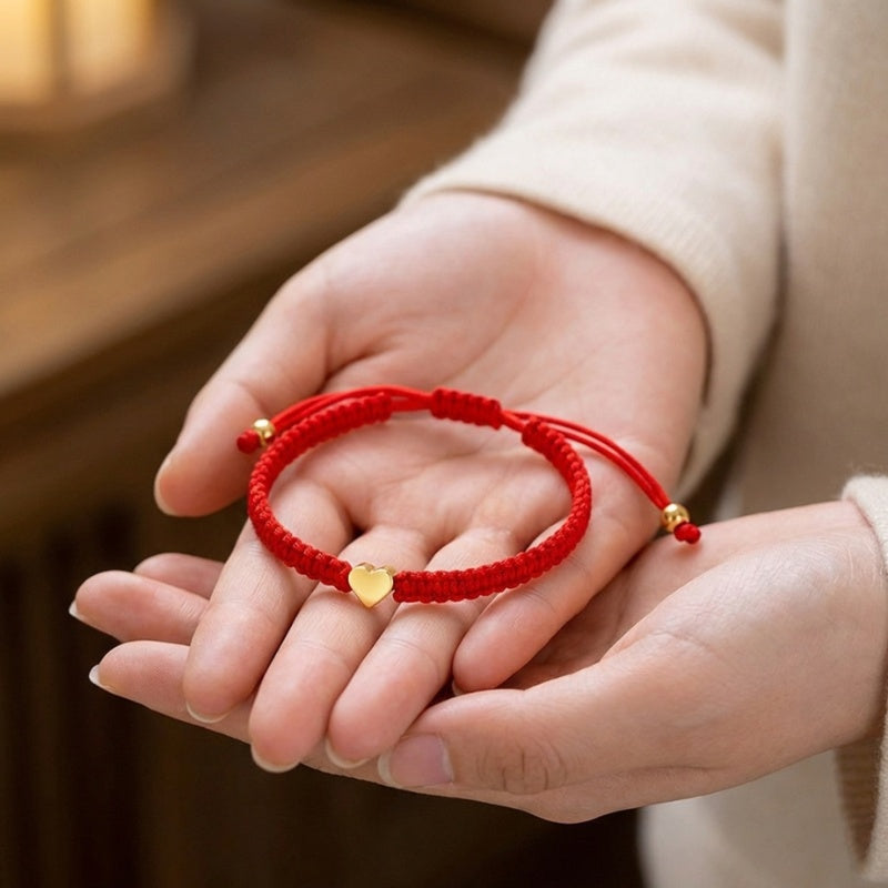 Exclusive: Buddha & Karma Red String Heart Bracelet