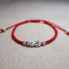 Buddha & Karma Red String Silver Pixiu Bracelet - Attract Windfall Luck