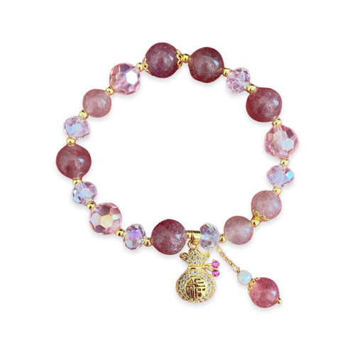 Buddha & Karma Strawberry Quartz Heart Bracelet