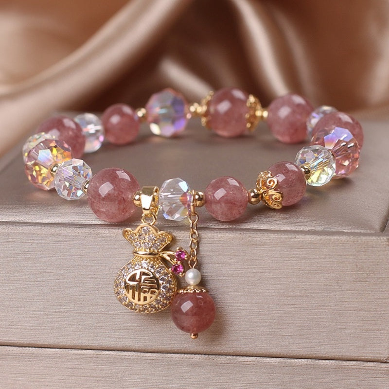 Buddha & Karma Strawberry Quartz Heart Bracelet