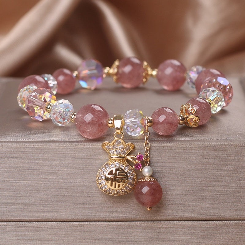 Buddha & Karma Strawberry Quartz Heart Bracelet