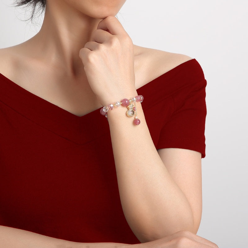 Buddha & Karma Strawberry Quartz Heart Bracelet