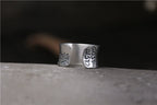 S999 Silver Matte Six-Character Mantra Retro Ring for Men and Women Open-Ring Design