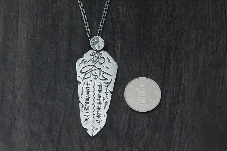 S925 Edict Taiji Bagua Sterling Silver Pendant Body Protection Wulei Order Plate Pendant