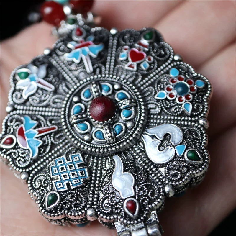 Tibetan Eight Treasures Six-Character Mantra Gau Box Tibetan Necklace Pendant