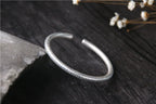 S999 Sterling Silver Retro Style Bracelet Men's Pure Silver Heart Meridian Open Bracelet