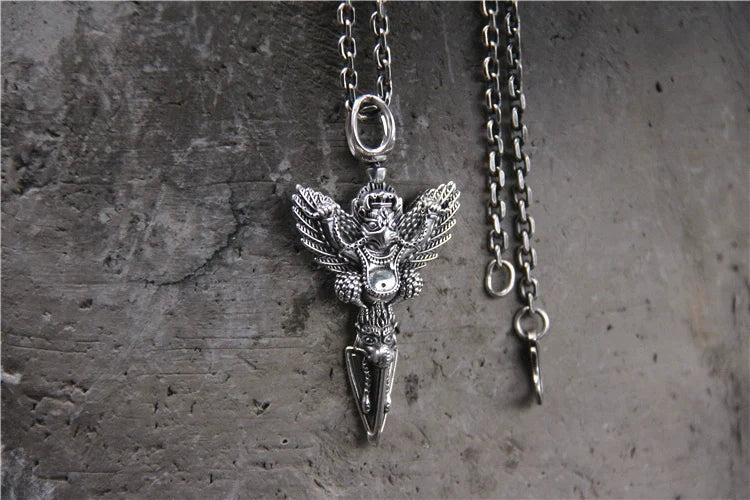S925 Sterling Silver Retro Carved Vajra Pestle Men's Pendant