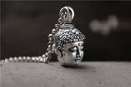 S999 Sterling Silver Necklace Double-Sided Buddha and Demon Pendant