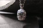 S999 Sterling Silver Necklace Double-Sided Buddha and Demon Pendant