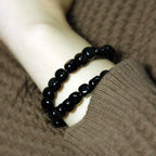 Tibetan Double-Layer Obsidian Square Bead Bracelet – Vintage Style for Men & Women