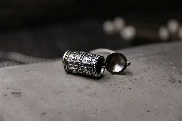 S925 Sterling Silver Retro Pendant Six-character Mantra Gawu Box Pendant