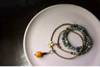 Vintage Multi-Layer Moss Agate & Yellow Jade Bead Bracelet – Buddhist Wrap Bracelet