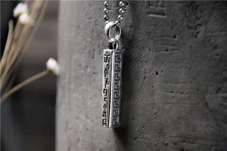 S925 Sterling Silver Sanskrit Six Character Mantra Pendant