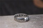 S925 Sterling Silver Six-Character Mantra Vajra Pestle Ring, Adjustable Opening