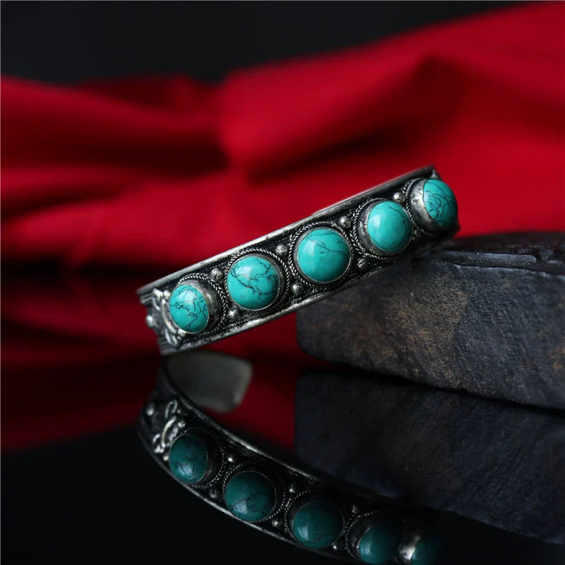 Buddha3bodhi Nepalese Handcrafted Turquoise Inlaid Bangle