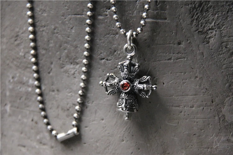 S925 Sterling Silver Thai Silver Vajra Pestle Pendant for Men and Women