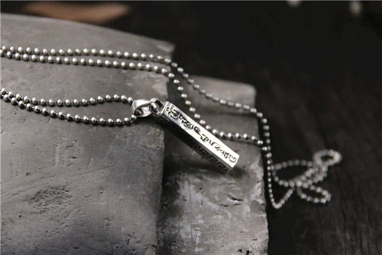 S925 Sterling Silver Sanskrit Six Character Mantra Pendant