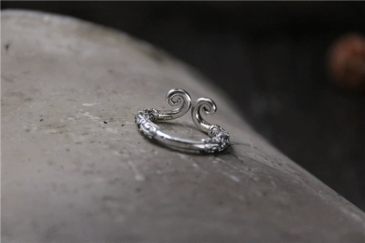 S925 Retro Thai Silver Ring Sun Wukong Tightening Spell Open Finger Ring for Men