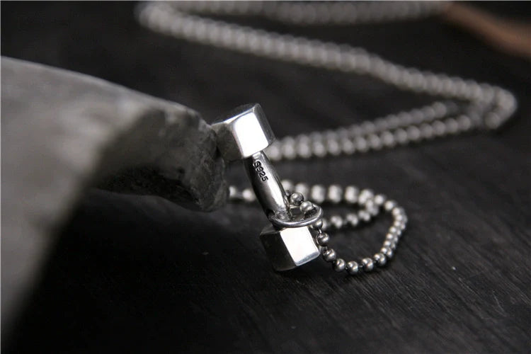 925 Sterling Silver Dumbbell Pendant