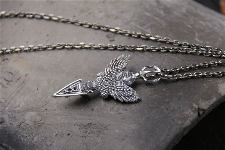 S925 Sterling Silver Retro Carved Vajra Pestle Men's Pendant