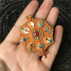 Tibetan Eight Treasures Six-Character Mantra Gau Box Tibetan Necklace Pendant with Gilt Craftsmanship