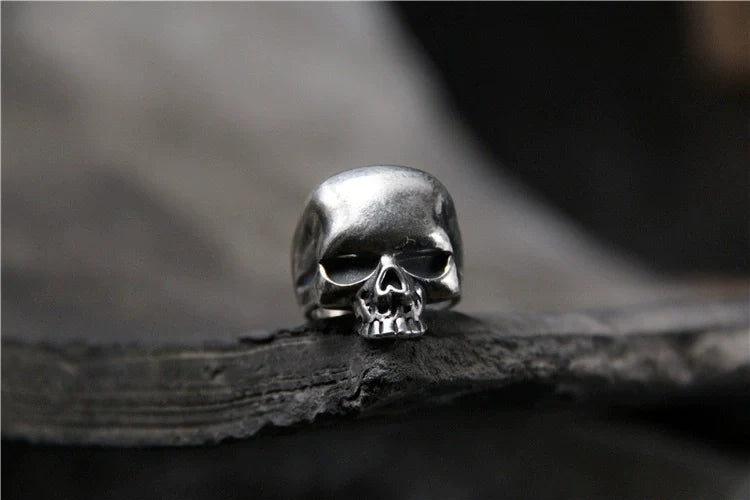 Adjustable S925 Sterling Silver Vintage Skull Ring for Men