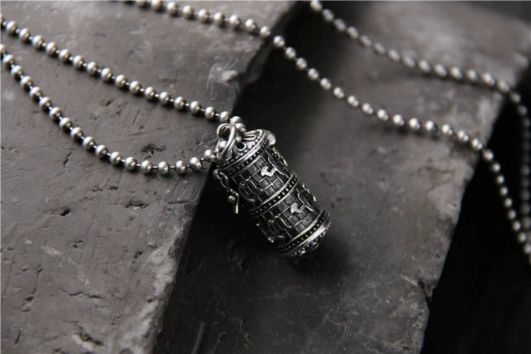 S925 Sterling Silver Retro Pendant Six-character Mantra Gawu Box Pendant