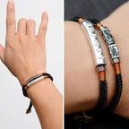 Buddha & Karma Tibetan Mantra Double Bracelet - For Luck & Protection