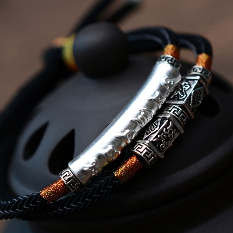 Buddha & Karma Tibetan Mantra Double Bracelet - For Luck & Protection