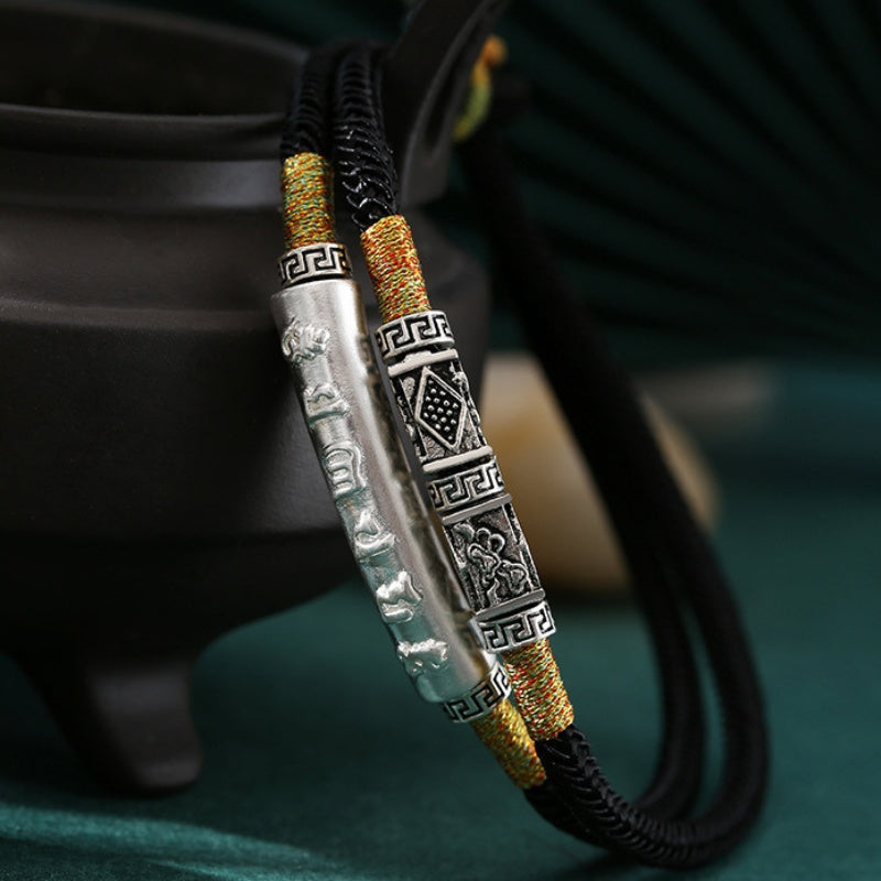 Buddha & Karma Tibetan Mantra Double Bracelet - For Luck & Protection