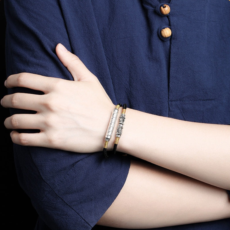 Buddha & Karma Tibetan Mantra Double Bracelet - For Luck & Protection
