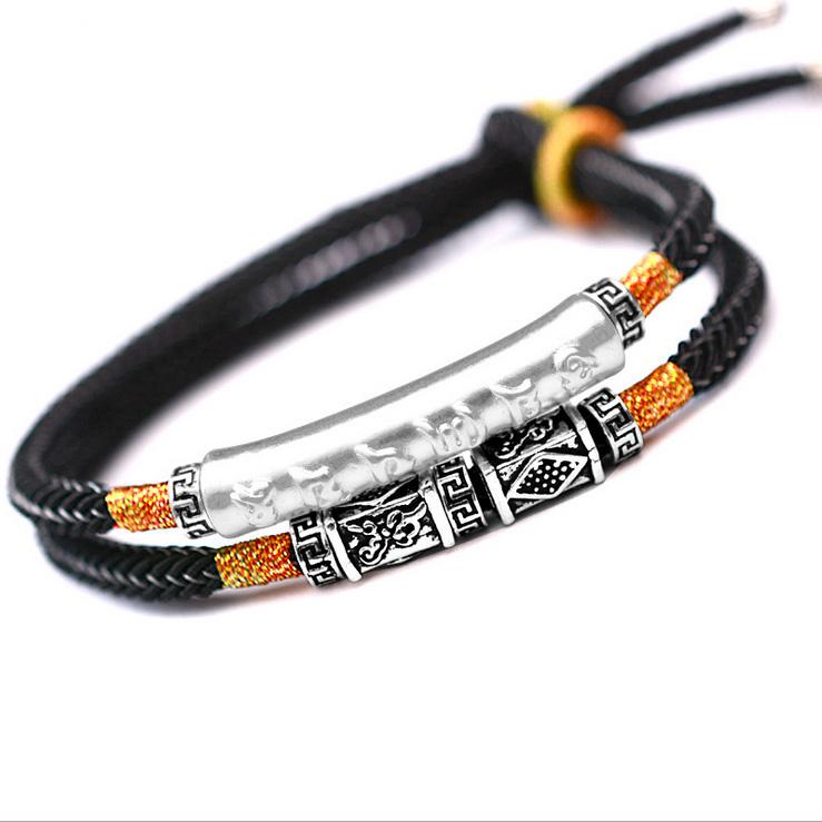 Buddha & Karma Tibetan Mantra Double Bracelet - For Luck & Protection
