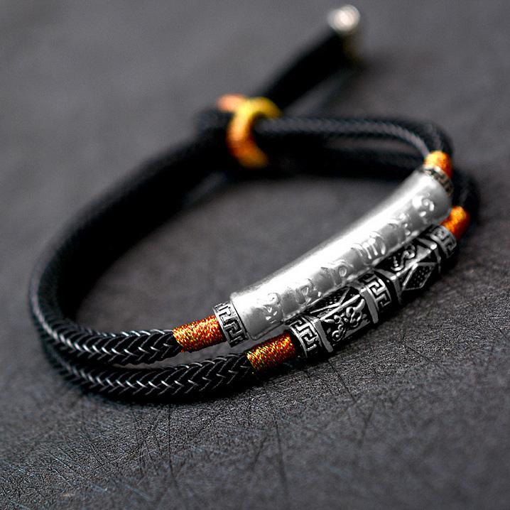 Buddha & Karma Tibetan Mantra Double Bracelet - For Luck & Protection