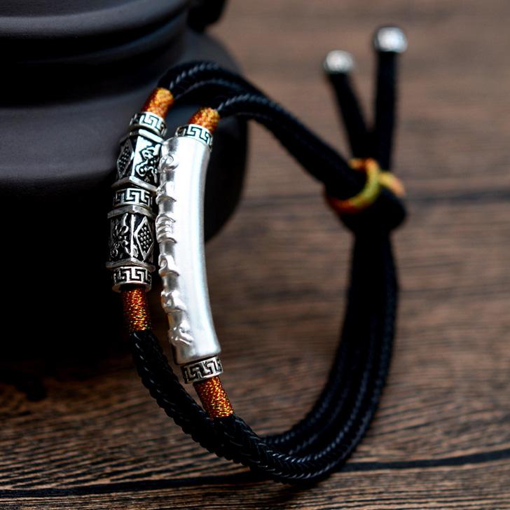 Buddha & Karma Tibetan Mantra Double Bracelet - For Luck & Protection